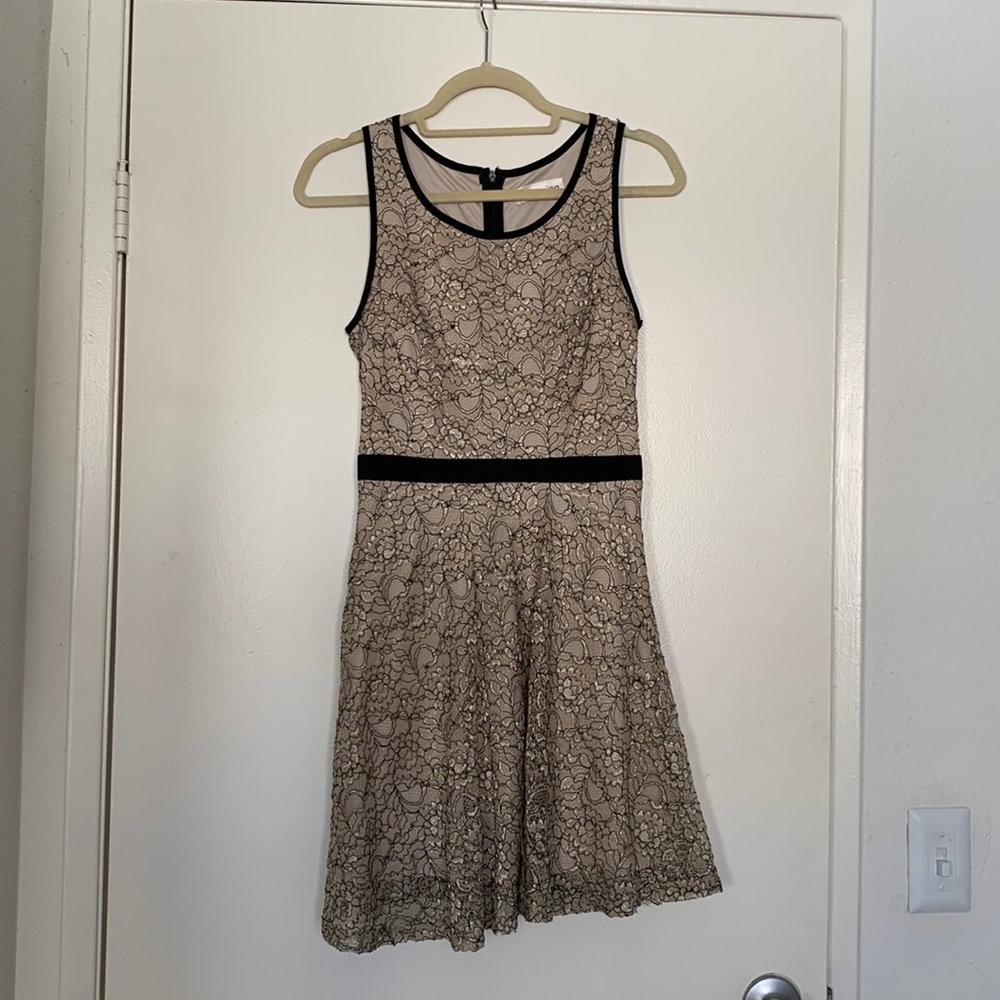 Champagne Dress with Black and Gold Details